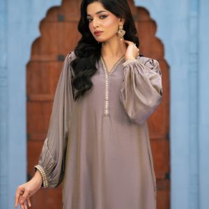 purple | two shade viscose suit with stone work on sleeves & neck – 3 piece luxe ensemble