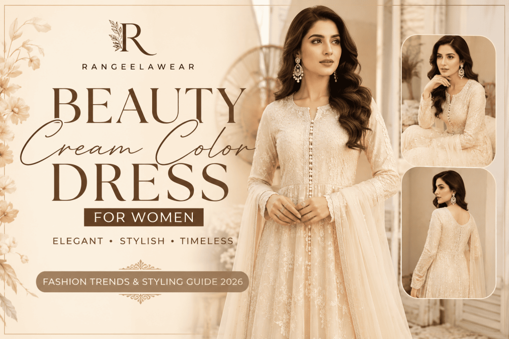 beauty cream color dress for women